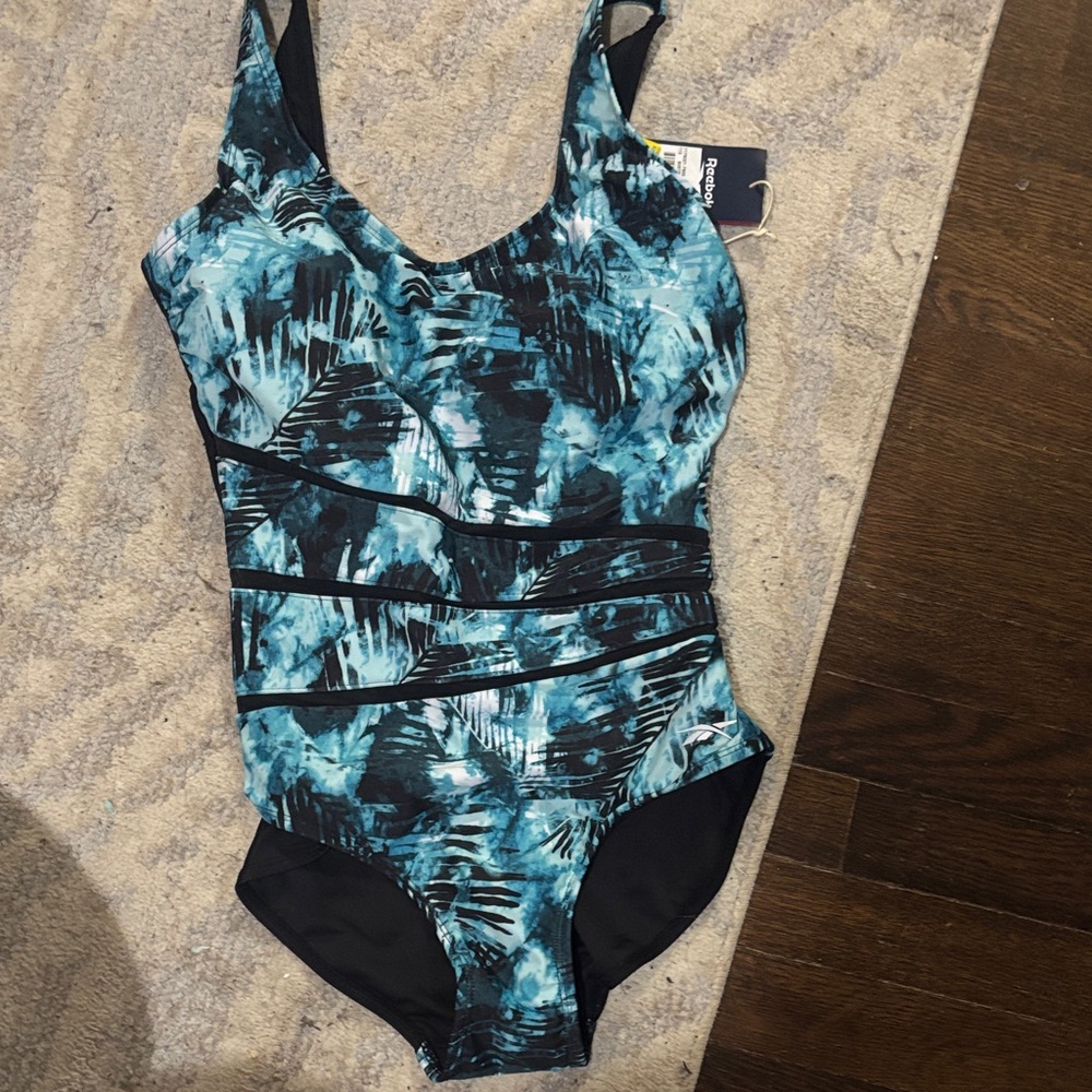 Reebok Teal and Black Swimwear